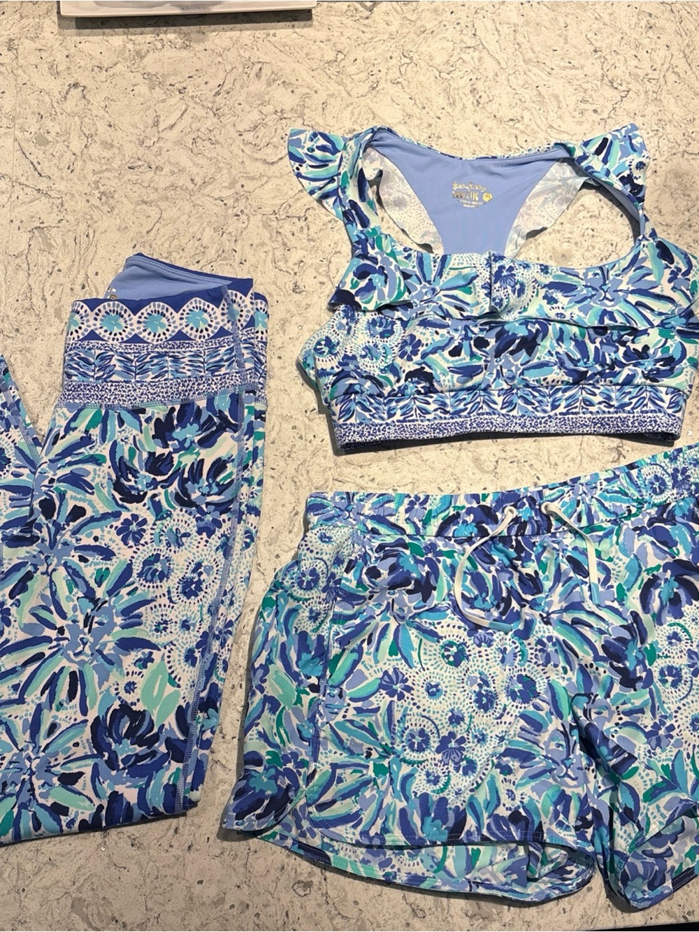 Lilly Pulitzer High Maintenance- shorts, bra and leggings set